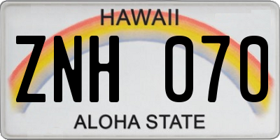 HI license plate ZNH070