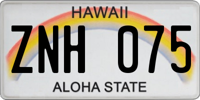 HI license plate ZNH075