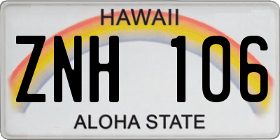 HI license plate ZNH106
