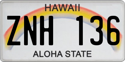 HI license plate ZNH136