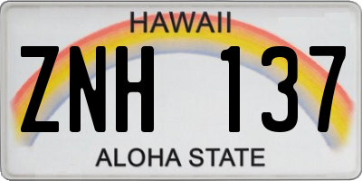 HI license plate ZNH137