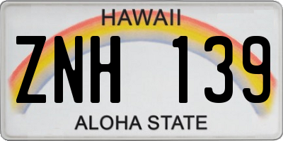HI license plate ZNH139