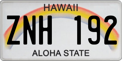 HI license plate ZNH192