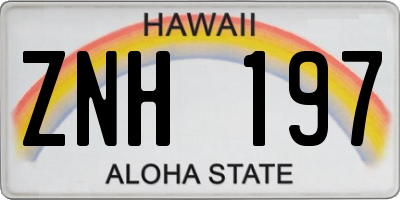 HI license plate ZNH197