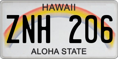 HI license plate ZNH206