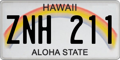 HI license plate ZNH211