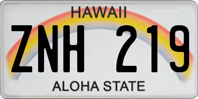HI license plate ZNH219