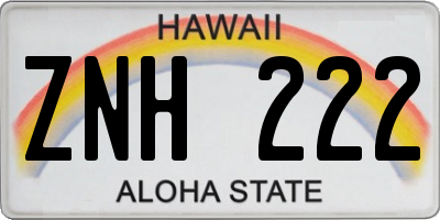 HI license plate ZNH222