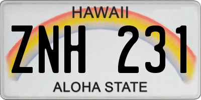 HI license plate ZNH231