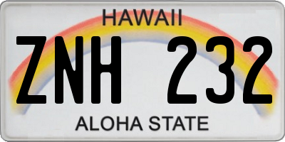 HI license plate ZNH232
