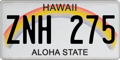 HI license plate ZNH275