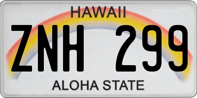 HI license plate ZNH299