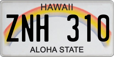 HI license plate ZNH310