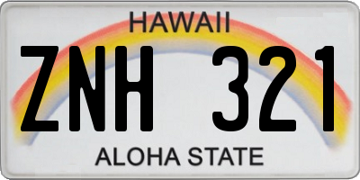 HI license plate ZNH321