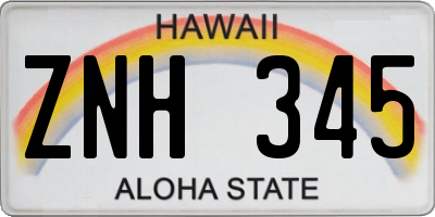 HI license plate ZNH345