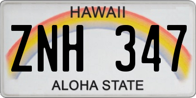 HI license plate ZNH347