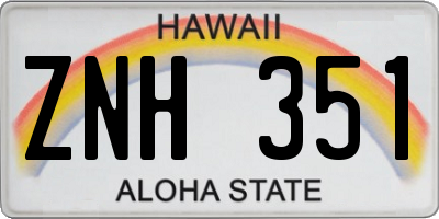 HI license plate ZNH351