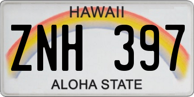 HI license plate ZNH397