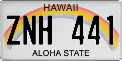 HI license plate ZNH441