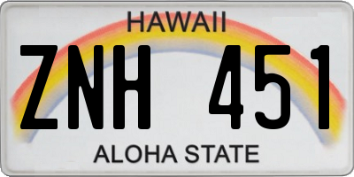 HI license plate ZNH451