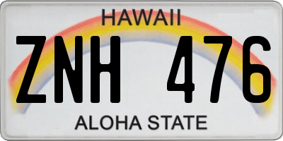 HI license plate ZNH476