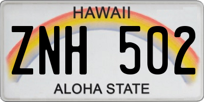 HI license plate ZNH502