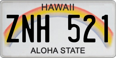 HI license plate ZNH521