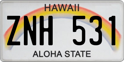 HI license plate ZNH531