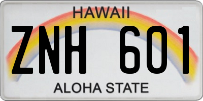 HI license plate ZNH601