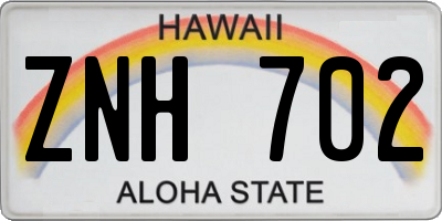 HI license plate ZNH702