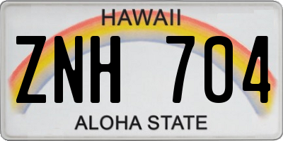 HI license plate ZNH704