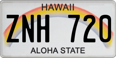 HI license plate ZNH720