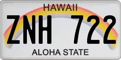 HI license plate ZNH722