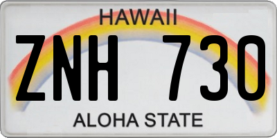 HI license plate ZNH730