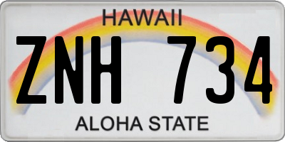 HI license plate ZNH734