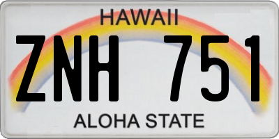 HI license plate ZNH751