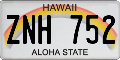 HI license plate ZNH752