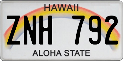 HI license plate ZNH792