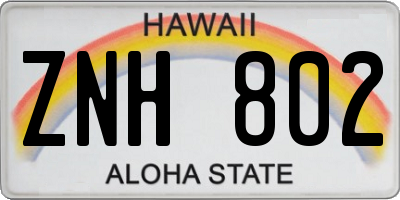 HI license plate ZNH802