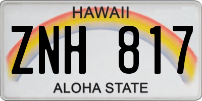 HI license plate ZNH817