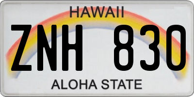 HI license plate ZNH830