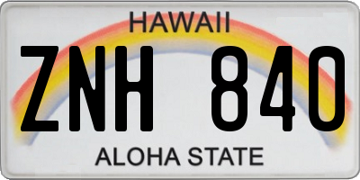 HI license plate ZNH840