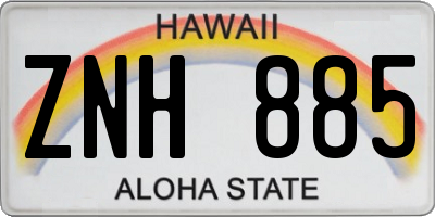 HI license plate ZNH885