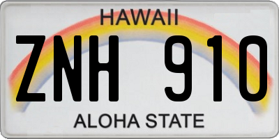 HI license plate ZNH910