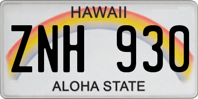 HI license plate ZNH930