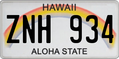 HI license plate ZNH934