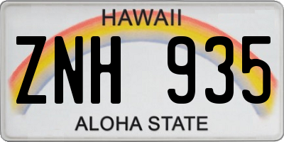 HI license plate ZNH935