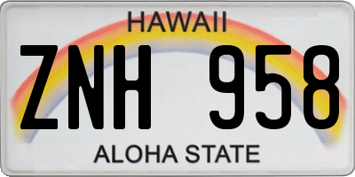 HI license plate ZNH958