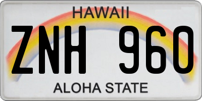 HI license plate ZNH960