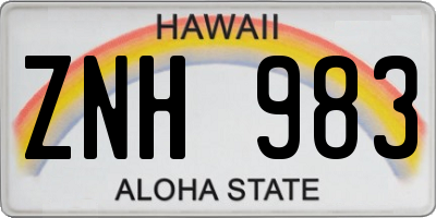 HI license plate ZNH983